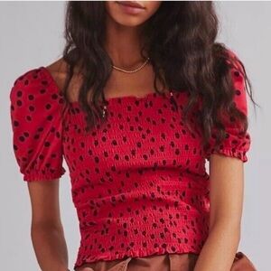 Anthropologie Dolan brand red polkadot cropped blouse in great condition…​​​